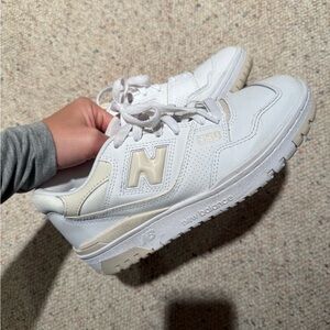 550 New Balance White and Cream Sneakers